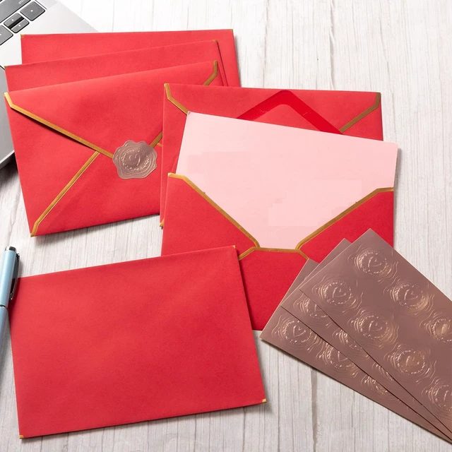 Alt view image 7 of 7 - 300 Pieces Embossed Gold Foil Stickers, Rose Gold Heart-Love | For Envelopes, Wedding Invitations, Christmas Greeting Cards