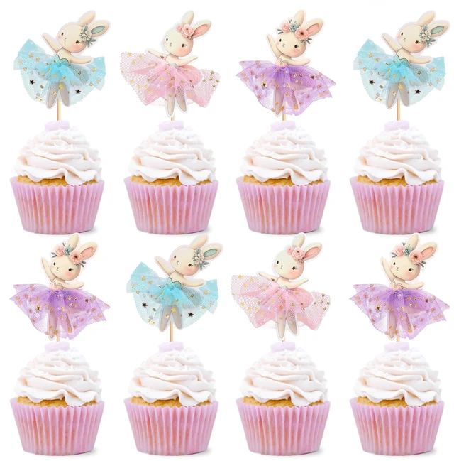 Main image of 30 PCS Easter Cupcake topper Bunny Cupcake Toppers Easter Egg Cupcake Topper Rabbit Party Cake Topper Decorations (Brown) (Style 4)