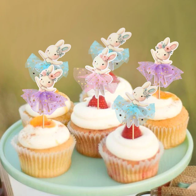 Alt view image 2 of 7 - 30 PCS Easter Cupcake topper Bunny Cupcake Toppers Easter Egg Cupcake Topper Rabbit Party Cake Topper Decorations (Brown) (Style 4)