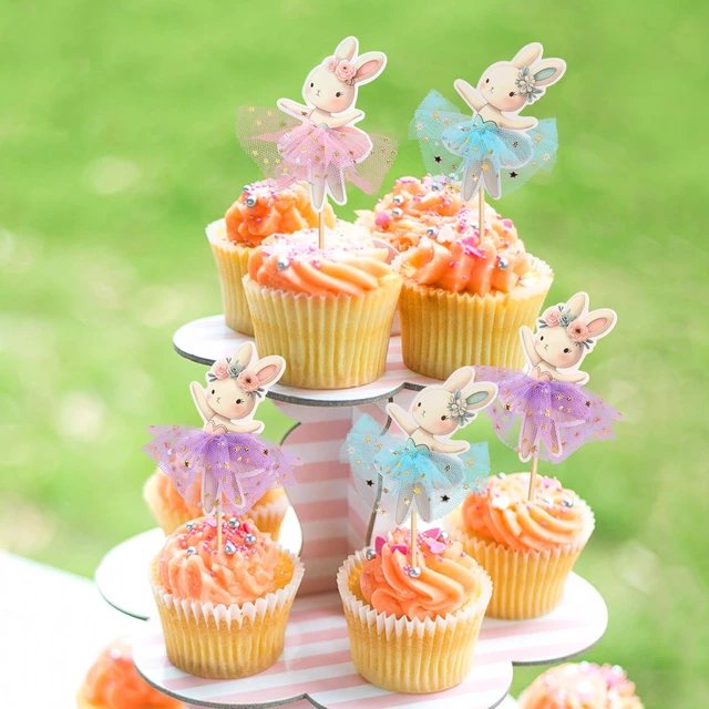 Alt view image 3 of 7 - 30 PCS Easter Cupcake topper Bunny Cupcake Toppers Easter Egg Cupcake Topper Rabbit Party Cake Topper Decorations (Brown) (Style 4)