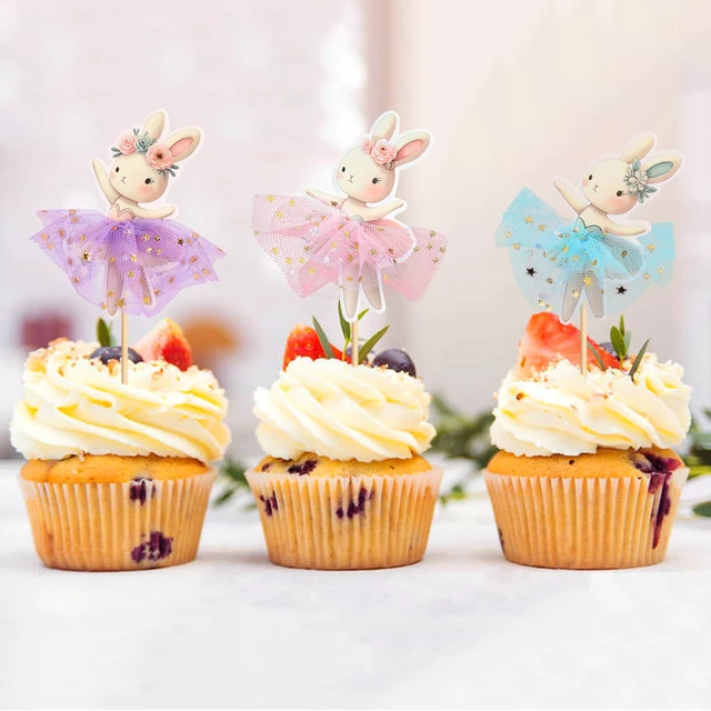Alt view image 4 of 7 - 30 PCS Easter Cupcake topper Bunny Cupcake Toppers Easter Egg Cupcake Topper Rabbit Party Cake Topper Decorations (Brown) (Style 4)