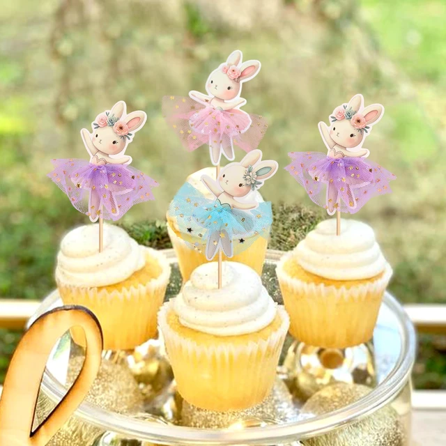 Alt view image 5 of 7 - 30 PCS Easter Cupcake topper Bunny Cupcake Toppers Easter Egg Cupcake Topper Rabbit Party Cake Topper Decorations (Brown) (Style 4)