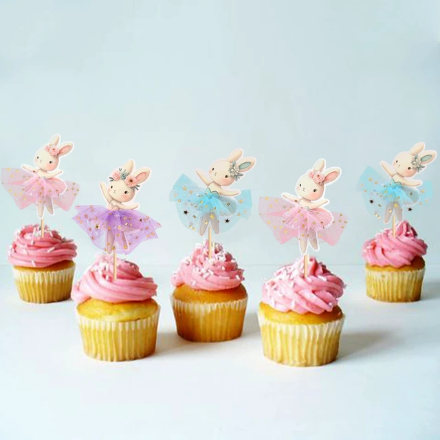 Alt view image 6 of 7 - 30 PCS Easter Cupcake topper Bunny Cupcake Toppers Easter Egg Cupcake Topper Rabbit Party Cake Topper Decorations (Brown) (Style 4)