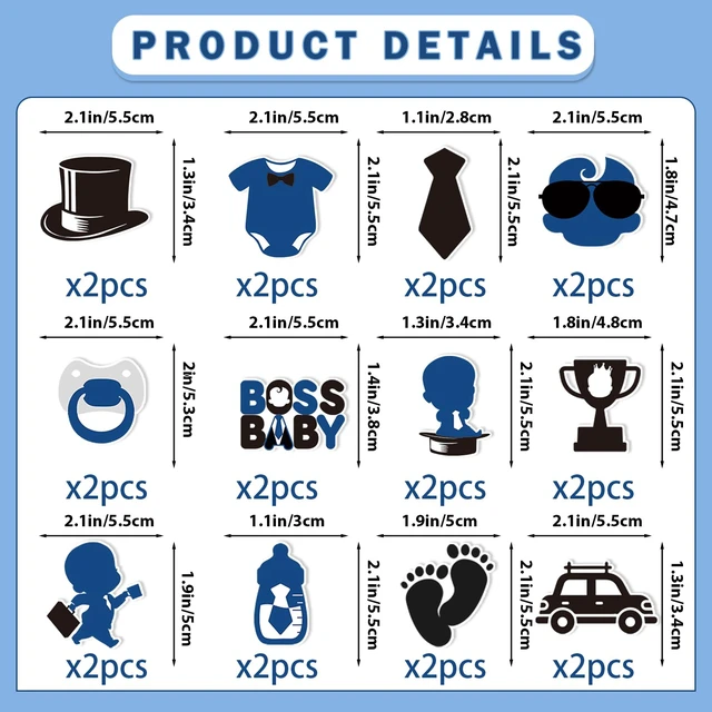 Alt view image 2 of 5 - 24pcs Baby Boy Cake Topper Baby Shower Cake Decorations Boss Party Decorations Boys Gender Reveal Party Decorations Birthday Party Supplies