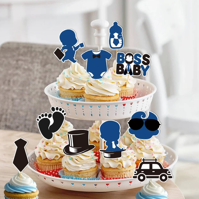 Alt view image 3 of 5 - 24pcs Baby Boy Cake Topper Baby Shower Cake Decorations Boss Party Decorations Boys Gender Reveal Party Decorations Birthday Party Supplies