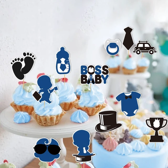 Alt view image 4 of 5 - 24pcs Baby Boy Cake Topper Baby Shower Cake Decorations Boss Party Decorations Boys Gender Reveal Party Decorations Birthday Party Supplies