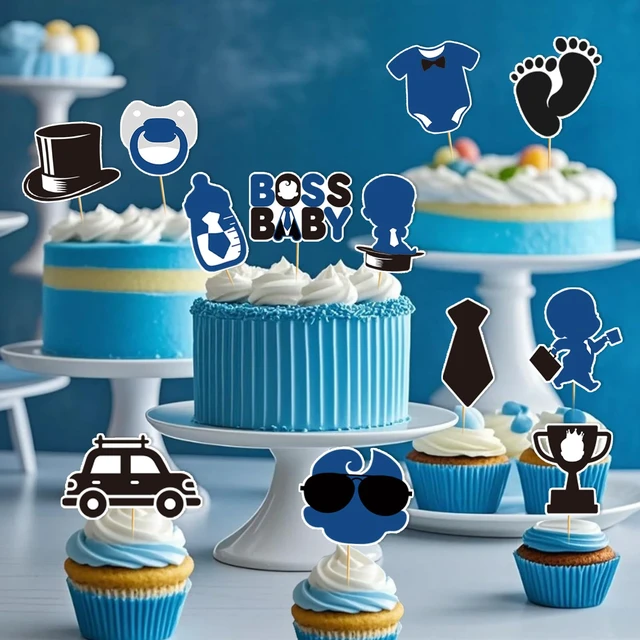 Alt view image 5 of 5 - 24pcs Baby Boy Cake Topper Baby Shower Cake Decorations Boss Party Decorations Boys Gender Reveal Party Decorations Birthday Party Supplies