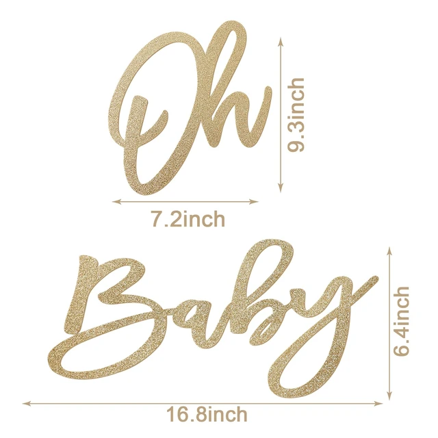 Alt view image 2 of 7 - 'Oh Baby' Sign for Backdrop - Felt Champagne Gold Baby Shower Banner Boy Girl Decorations Gender Reveal 1st Birthday Party Photography Background