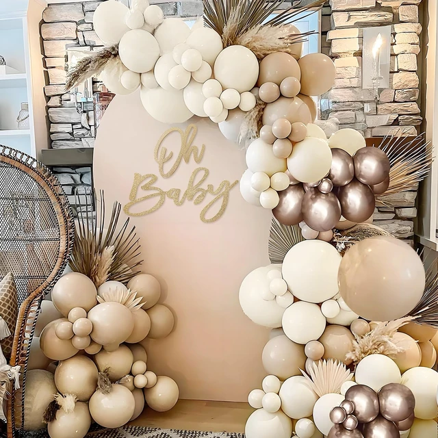 Alt view image 5 of 7 - 'Oh Baby' Sign for Backdrop - Felt Champagne Gold Baby Shower Banner Boy Girl Decorations Gender Reveal 1st Birthday Party Photography Background