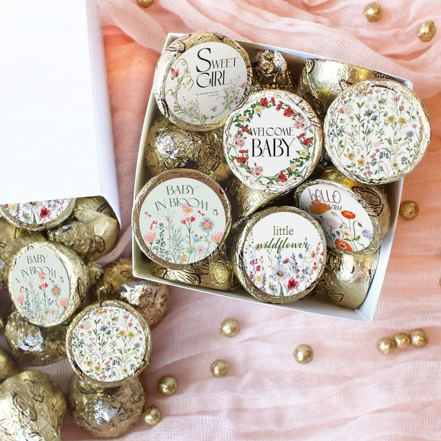 Alt view image 5 of 7 - Little Wildflower Baby Shower Favors Kisses Candy Stickers - 240 Labels for It's A Girl, Gender Reveal, Spring Summer She's a Wildflower in Bloom Supplies