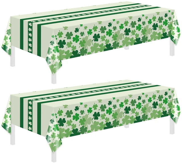 Main image of 2 Pack St Patricks Day Tablecloth,St Patricks Day Decorations 54" x 108" Disposable Plastic Tablecloth,St. Patrick's Day Plastic Table Cover for Party Supplies,Indoor,Outside,Home,Dinner