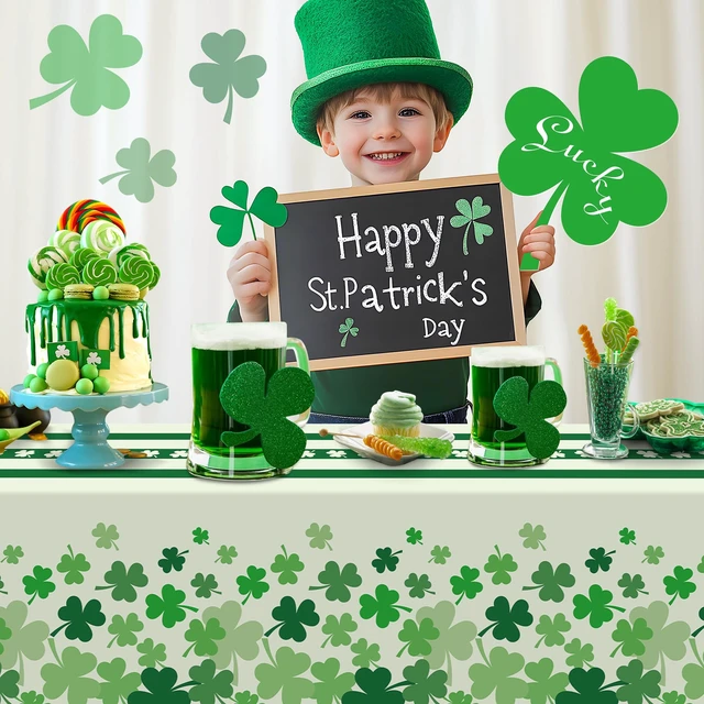 Alt view image 2 of 7 - 2 Pack St Patricks Day Tablecloth,St Patricks Day Decorations 54" x 108" Disposable Plastic Tablecloth,St. Patrick's Day Plastic Table Cover for Party Supplies,Indoor,Outside,Home,Dinner