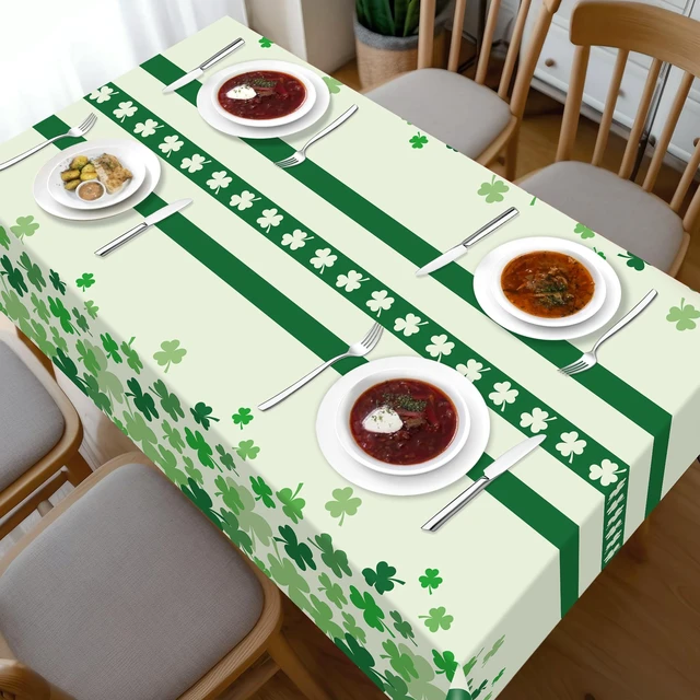 Alt view image 3 of 7 - 2 Pack St Patricks Day Tablecloth,St Patricks Day Decorations 54" x 108" Disposable Plastic Tablecloth,St. Patrick's Day Plastic Table Cover for Party Supplies,Indoor,Outside,Home,Dinner