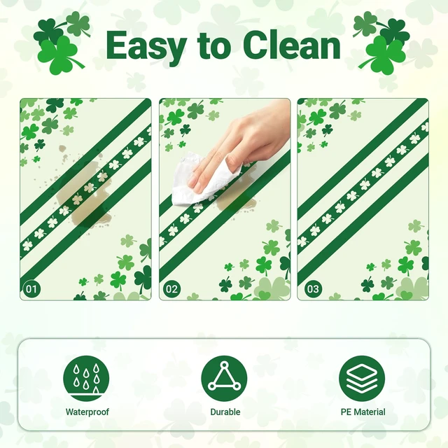 Alt view image 6 of 7 - 2 Pack St Patricks Day Tablecloth,St Patricks Day Decorations 54" x 108" Disposable Plastic Tablecloth,St. Patrick's Day Plastic Table Cover for Party Supplies,Indoor,Outside,Home,Dinner