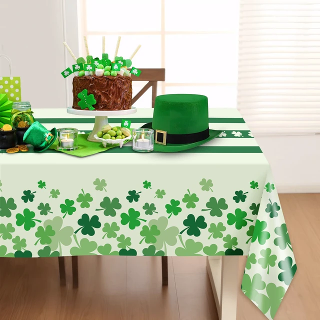 Alt view image 7 of 7 - 2 Pack St Patricks Day Tablecloth,St Patricks Day Decorations 54" x 108" Disposable Plastic Tablecloth,St. Patrick's Day Plastic Table Cover for Party Supplies,Indoor,Outside,Home,Dinner