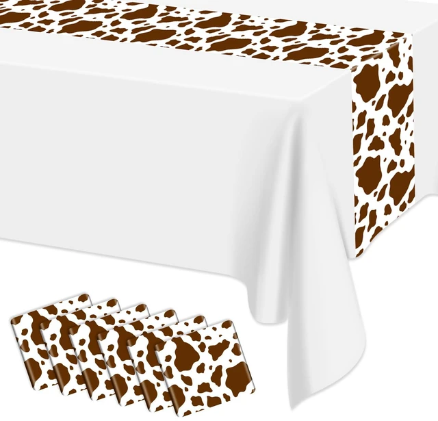 Main image of 6 Pcs Cow Print Table Runner, 14 x 108 in Brown Cow Table Runner Farm Cow Print Tablecloth Western Tablecloth for Birthday Western Barnyard Home Kitchen Table Decorations