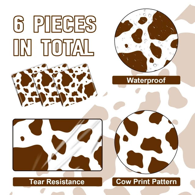 Alt view image 2 of 7 - 6 Pcs Cow Print Table Runner, 14 x 108 in Brown Cow Table Runner Farm Cow Print Tablecloth Western Tablecloth for Birthday Western Barnyard Home Kitchen Table Decorations