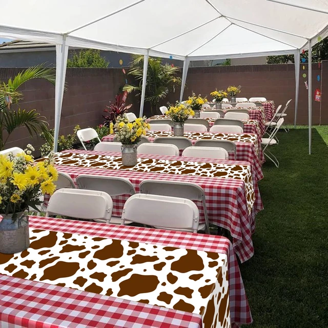 Alt view image 6 of 7 - 6 Pcs Cow Print Table Runner, 14 x 108 in Brown Cow Table Runner Farm Cow Print Tablecloth Western Tablecloth for Birthday Western Barnyard Home Kitchen Table Decorations