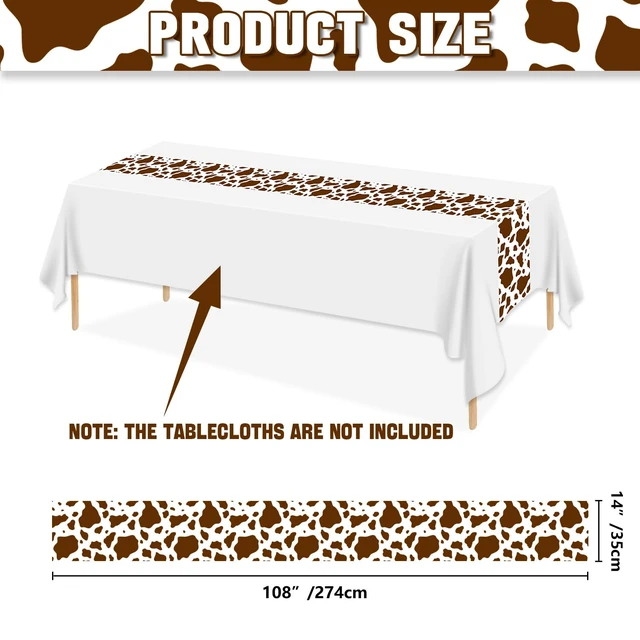 Alt view image 3 of 7 - 6 Pcs Cow Print Table Runner, 14 x 108 in Brown Cow Table Runner Farm Cow Print Tablecloth Western Tablecloth for Birthday Western Barnyard Home Kitchen Table Decorations