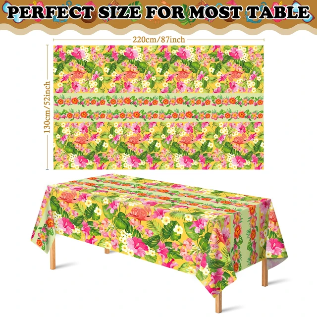 Alt view image 2 of 7 - 2 Pack Luau Party Decorations - Plastic Tablecloth for Hawaiian Theme Party Decorations | Tropical Summer Beach Pool Birthday Backdrop Favors Supplies