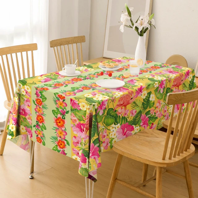 Alt view image 7 of 7 - 2 Pack Luau Party Decorations - Plastic Tablecloth for Hawaiian Theme Party Decorations | Tropical Summer Beach Pool Birthday Backdrop Favors Supplies