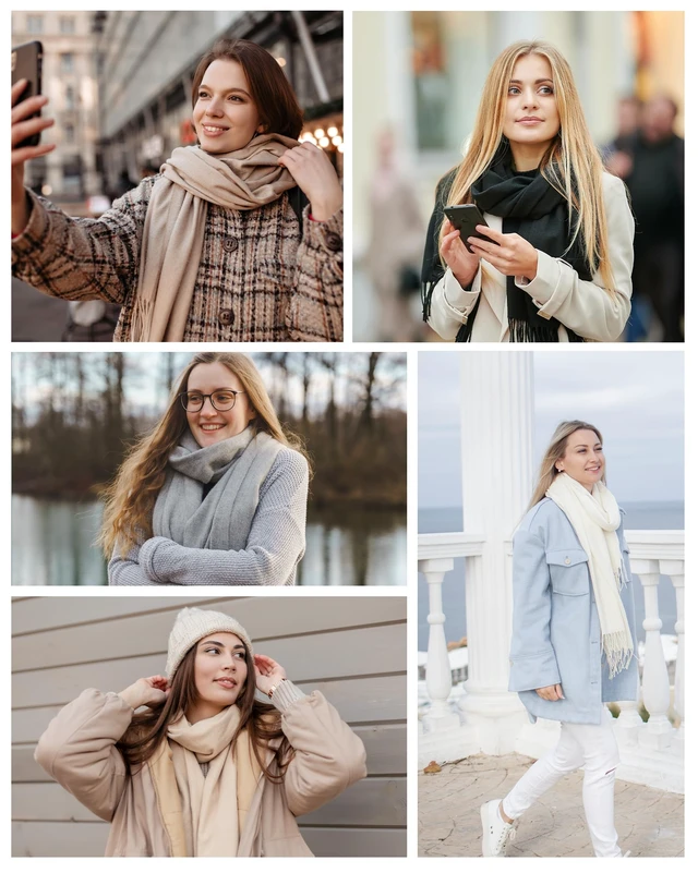 Alt view image 7 of 7 - Scarfs for Women Shawls and Wraps for Evening Dress Wedding Bridal | Cashmerelike soft & cozy handfeel; Oversized long scarf with tassels