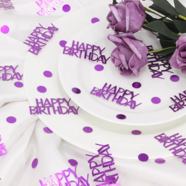 Alt view image 3 of 7 - Blopee Birthday Confetti - Purple Happy Birthday Decorations, 270 Pcs
