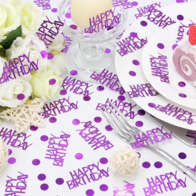 Alt view image 7 of 7 - Blopee Birthday Confetti - Purple Happy Birthday Decorations, 270 Pcs