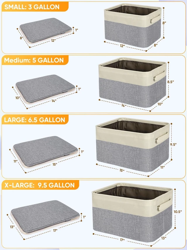 Alt view image 2 of 7 - 1 Pack Fabric Closet Storage Bins for Shelves, Linen Closet Organizers and Storage, Decorative Baskets for Organizing, Shelf, Clothes, Home, Office (Grey, 12"x8"x8")