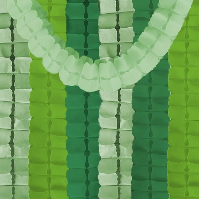 Alt view image 5 of 6 - Green Four-Leaf Clover Paper Streamers Garland Banner | 6 Pack, 59ft, 9.8ft/3m Each, for Birthday Wedding Bridal Engagement Shower Graduations Party Decorations Supplies
