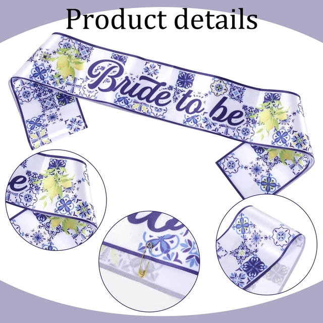 Alt view image 3 of 6 - Lemon Bridal Shower Decorations - 4 Pcs Amalfi Coast Banner Set | Pre-Strung Bride To Be Blue Tiles Yellow Party Sash, Mediterranean Citrus Fruit Theme Bachelorette Party Supplies