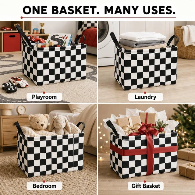 Alt view image 3 of 7 - Rectangular Storage Basket Collapsible Organizer Bin Waterproof Toy Box for Organizing Home/Dorm/Kitchen/Pet/Office/Closet/Shelf/Gift Baskets