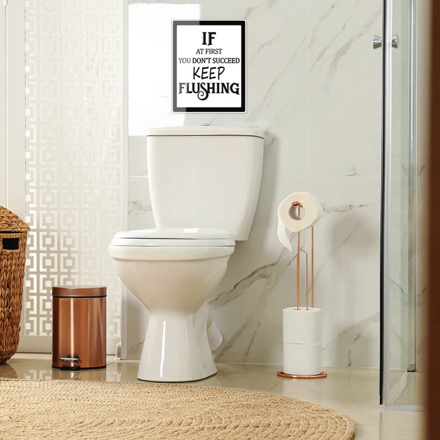 Alt view image 4 of 7 - 9 Pieces Bathroom Wall Decor Funny Vintage Bathroom Signs, Black Font