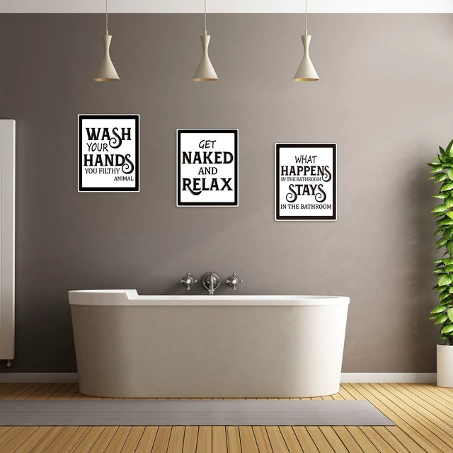 Alt view image 5 of 7 - 9 Pieces Bathroom Wall Decor Funny Vintage Bathroom Signs, Black Font