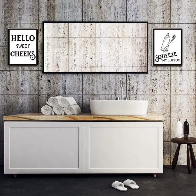 Alt view image 6 of 7 - 9 Pieces Bathroom Wall Decor Funny Vintage Bathroom Signs, Black Font