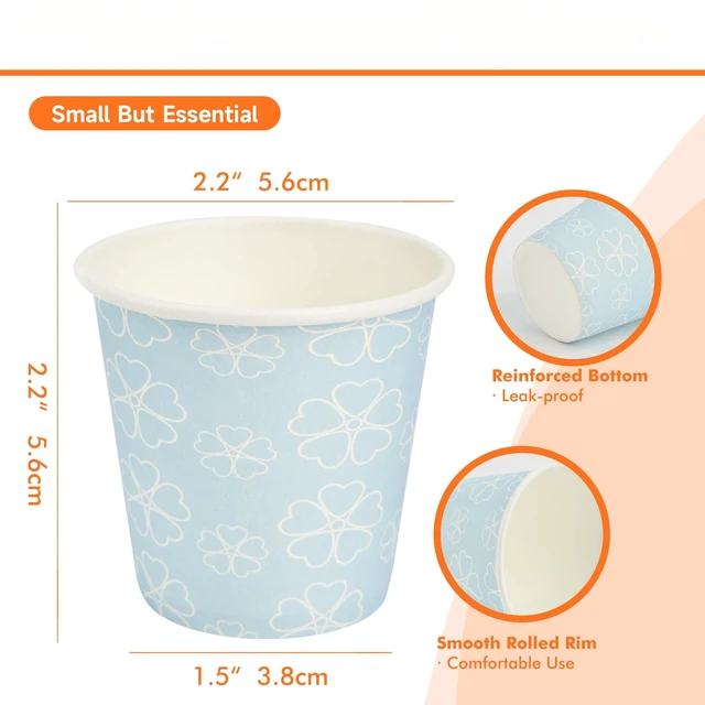 Alt view image 2 of 7 - 100 Pack 3 oz Bathroom Paper Cups for Mouthwash, Mist Blue | Food-grade paper, reinforced rolled rim, leak-resistant and stackable, for mouthwash, medicine, espresso and kids drinks