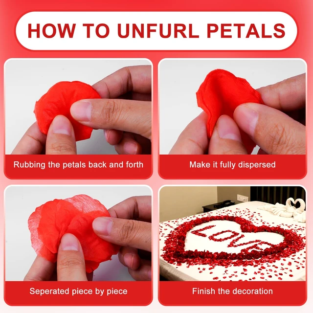 Alt view image 2 of 7 - 1200 PCS Artificial Silk Rose Petals Decoration for Romantic Night, Wedding, Event, Party, Valentines,Rose Petals for Bedroom,Fake Roses Petal Faux Flowers, Artificial Roses Petals for Marry me