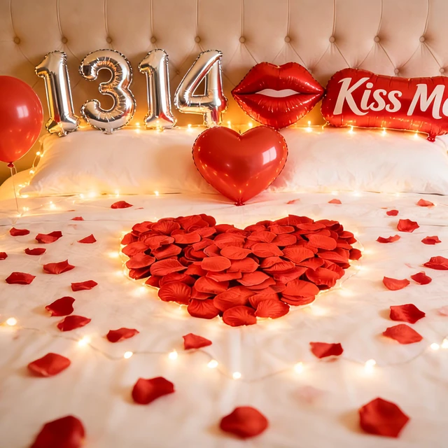 Alt view image 5 of 7 - 1200 PCS Artificial Silk Rose Petals Decoration for Romantic Night, Wedding, Event, Party, Valentines,Rose Petals for Bedroom,Fake Roses Petal Faux Flowers, Artificial Roses Petals for Marry me