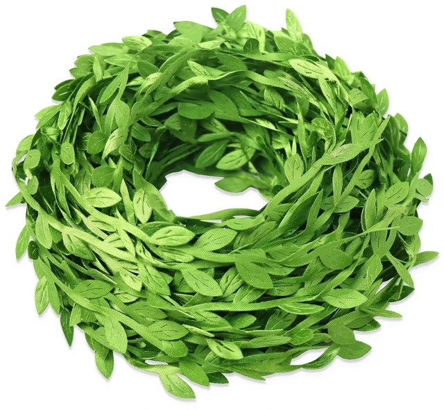 Main image of 66 Ft Leaf Ribbon, Artificial Eucalyptus Garland Rattan Leaf String | Decorative Green Leaves for Baby Shower Wedding Spring Jungle Wild Party Decor, Gift Wrapping, DIY Garland & Christmas Craft