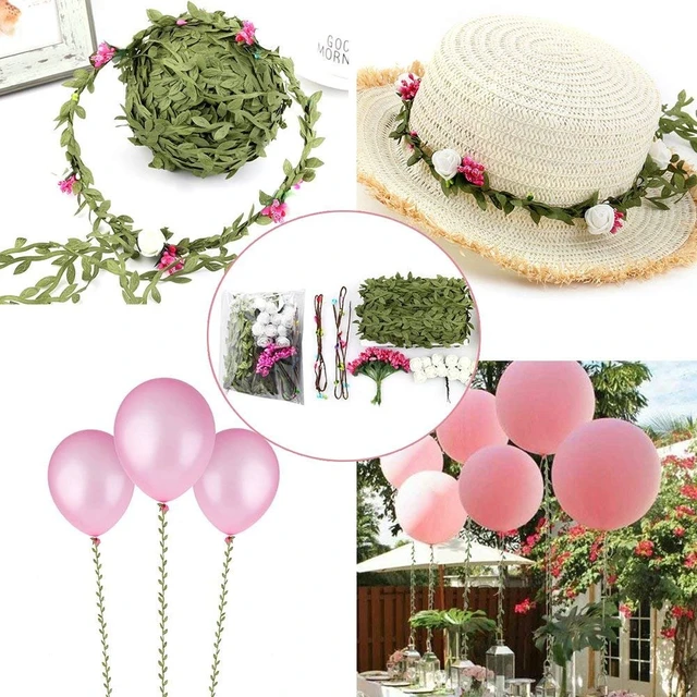 Alt view image 4 of 7 - 66 Ft Leaf Ribbon, Artificial Eucalyptus Garland Rattan Leaf String | Decorative Green Leaves for Baby Shower Wedding Spring Jungle Wild Party Decor, Gift Wrapping, DIY Garland & Christmas Craft