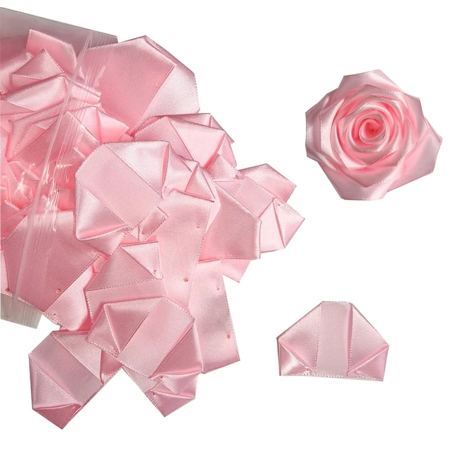 Alt view image 6 of 7 - 320pcs Rose Petals Handmade Ribbon Petal for Flower Bouquet Eternal Flowers Premade Artificiales Flower Petals DIY Forever Flowers Bouquets for Wedding,Anniversary,Birthday Gifts (Pink, X)