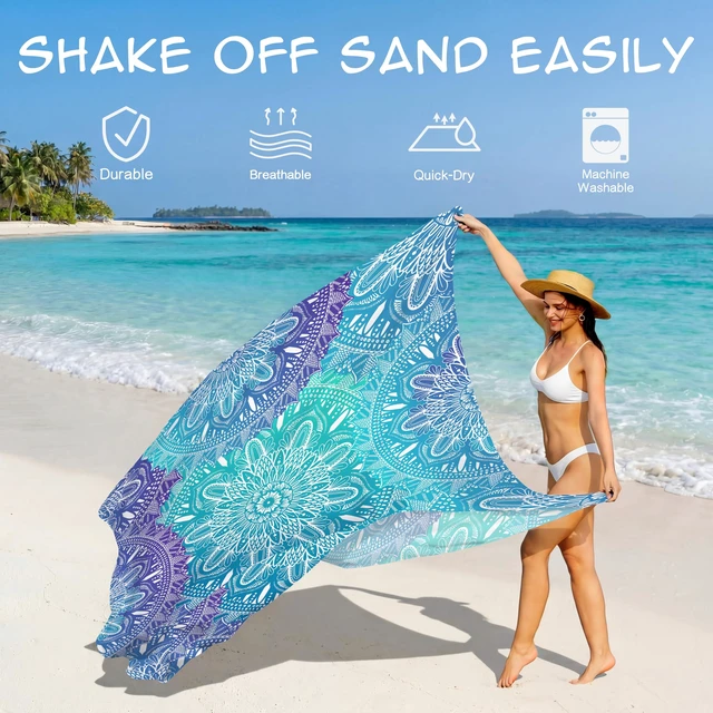 Alt view image 6 of 7 - Beach Blanket Waterproof Sandproof 78''X81'' Oversized Mat | 100% polyester lightweight mat; machine washable; compact case included; for 1-5 adults outdoor picnic travel camping hiking