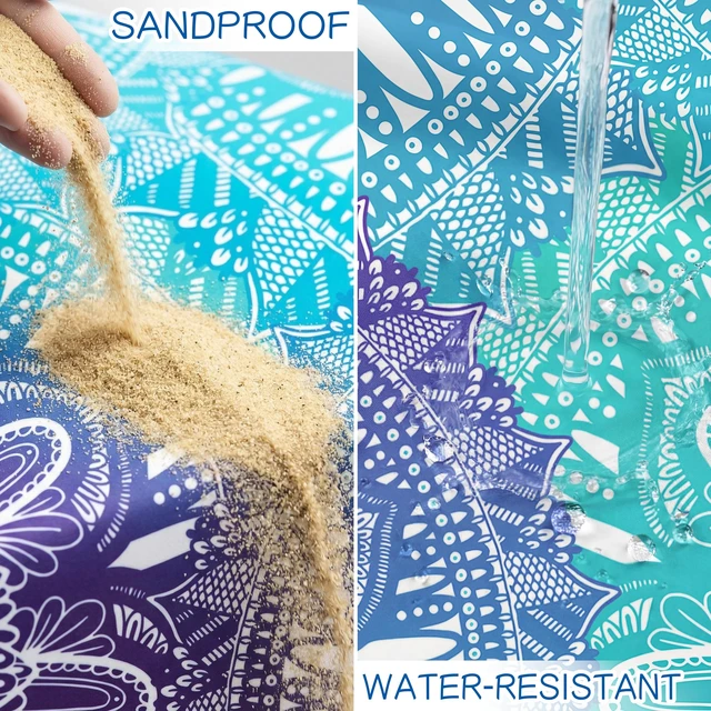 Alt view image 3 of 7 - Beach Blanket Waterproof Sandproof 78''X81'' Oversized Mat | 100% polyester lightweight mat; machine washable; compact case included; for 1-5 adults outdoor picnic travel camping hiking