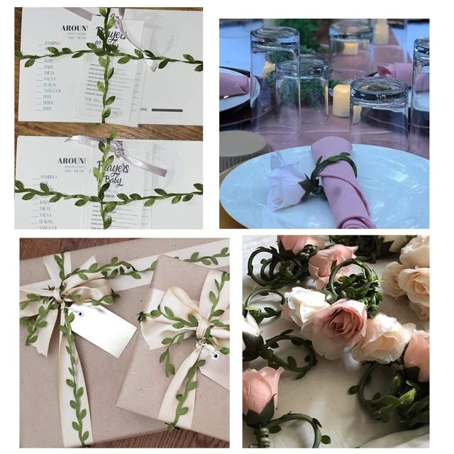Alt view image 5 of 6 - Olive Green Leaves Leaf Trim Ribbon -20 Yards - for DIY Craft Party Wedding Home Decoration (Olive Green)