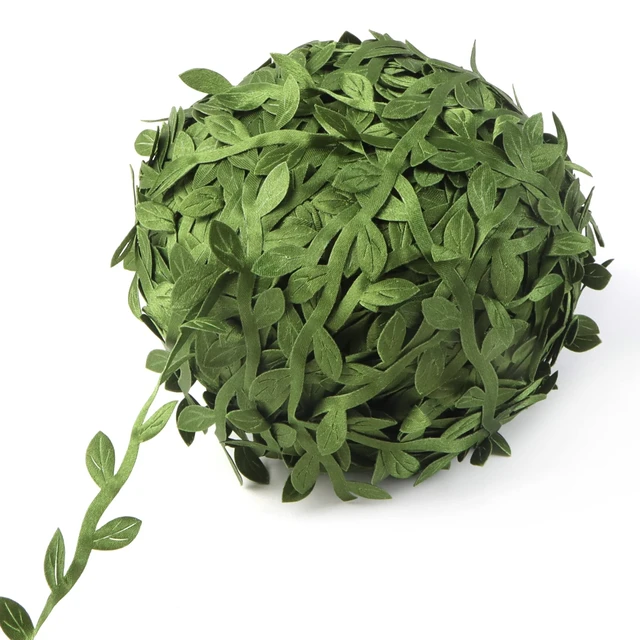 Alt view image 4 of 6 - Olive Green Leaves Leaf Trim Ribbon -20 Yards - for DIY Craft Party Wedding Home Decoration (Olive Green)