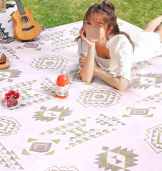Alt view image 5 of 5 - Disposable Waterproof Camping Blanket, 78 Inch x 78 Inch Plastic Picnic Mat for Beach and Park Camping (L)