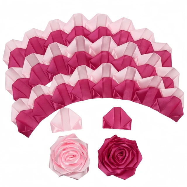 Main image of 200Pcs Premade Ribbon Rose Petals for Florist Crafting Ramos Forever Flower Bouquets, Floral Petalos De Rosas Eternas Rose Arrangements Supplies for Wedding, Anniversary
