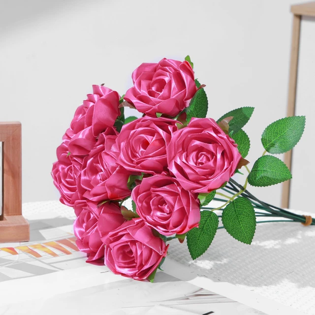 Alt view image 3 of 7 - 200Pcs Premade Ribbon Rose Petals for Florist Crafting Ramos Forever Flower Bouquets, Floral Petalos De Rosas Eternas Rose Arrangements Supplies for Wedding, Anniversary