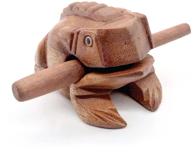Main image of 4" Frog Rasp - Small Instrument Musical Wooden Percussion Wood Block Instrument of Frog Noise Maker and Cool Music Gifts Ideas Funny Weird Instruments for Adults Made from Nature Wood