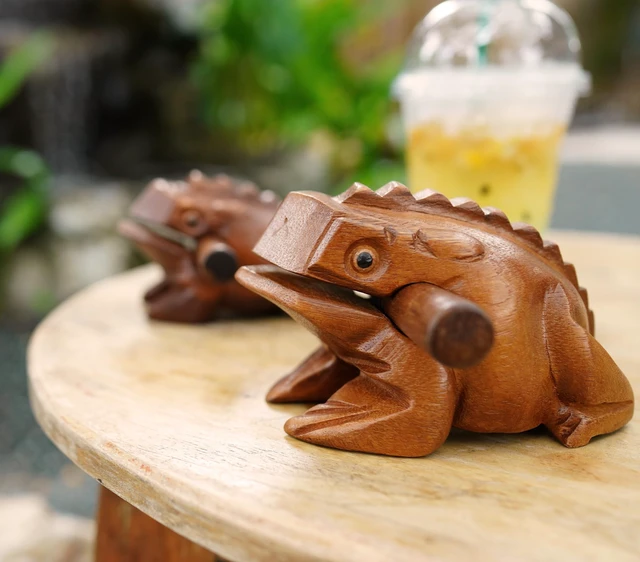 Alt view image 4 of 7 - 4" Frog Rasp - Small Instrument Musical Wooden Percussion Wood Block Instrument of Frog Noise Maker and Cool Music Gifts Ideas Funny Weird Instruments for Adults Made from Nature Wood